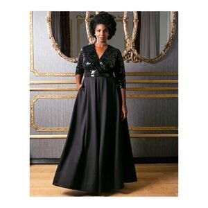 Kiyonna Black Sequin Bodice Maxi Dress
